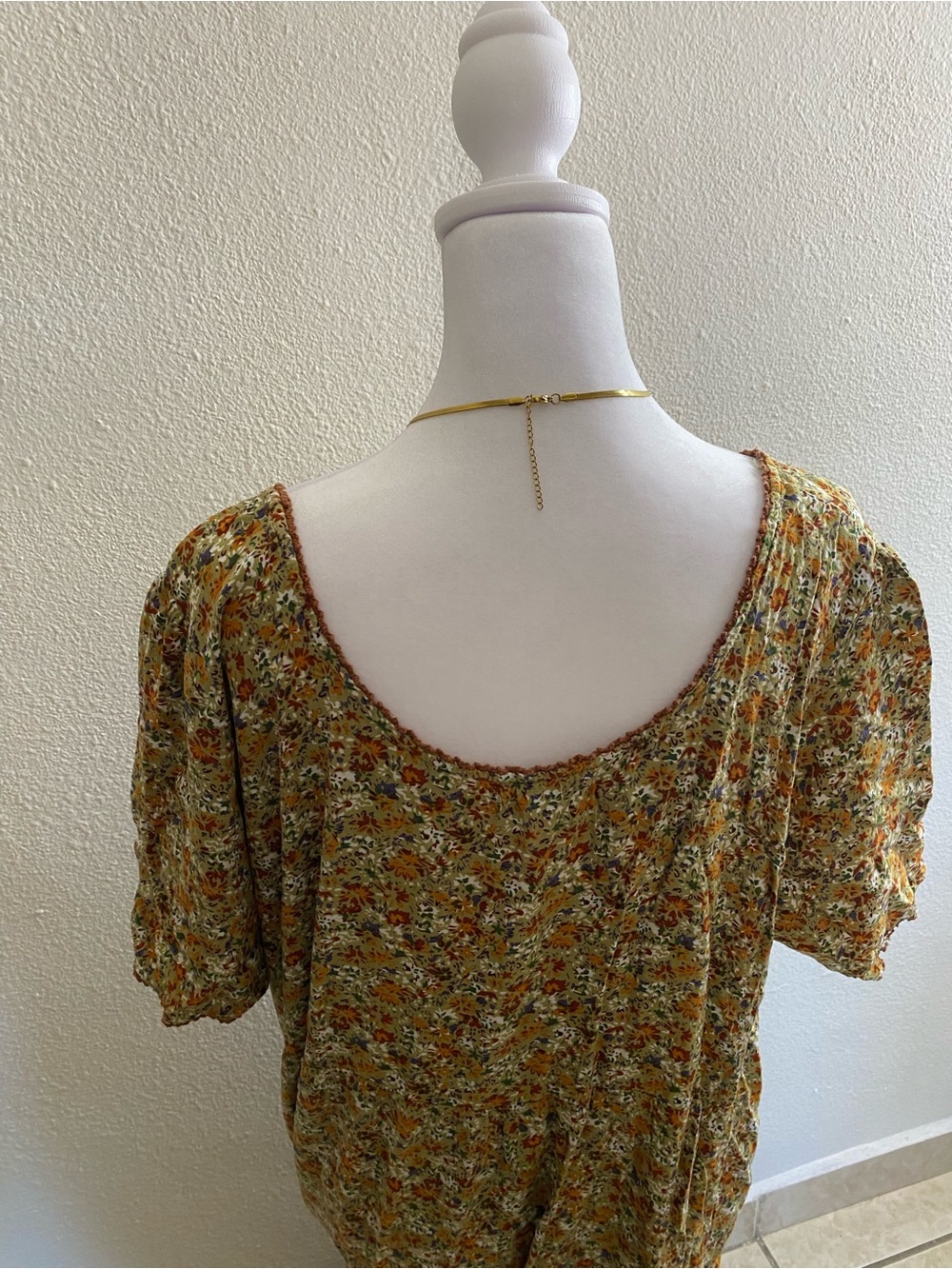 Floral Tiered Midi Dress in Mustard - Picture 5 of 16
